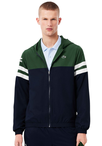 Мужская теннисная кофта Lacoste Tennis Water-Repellent Hooded - navy blue/green