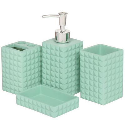 Набор для ванной 4 пр, Мята, стак,подс д/зуб щет,дозат д/мыла,мыл-ца, Y3-864