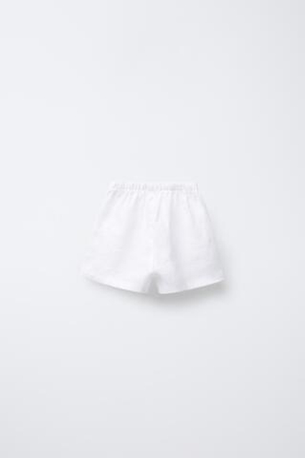 ZARA ШОРТЫ ИЗ 100% ЛЬНА, БЕЛЫЙ