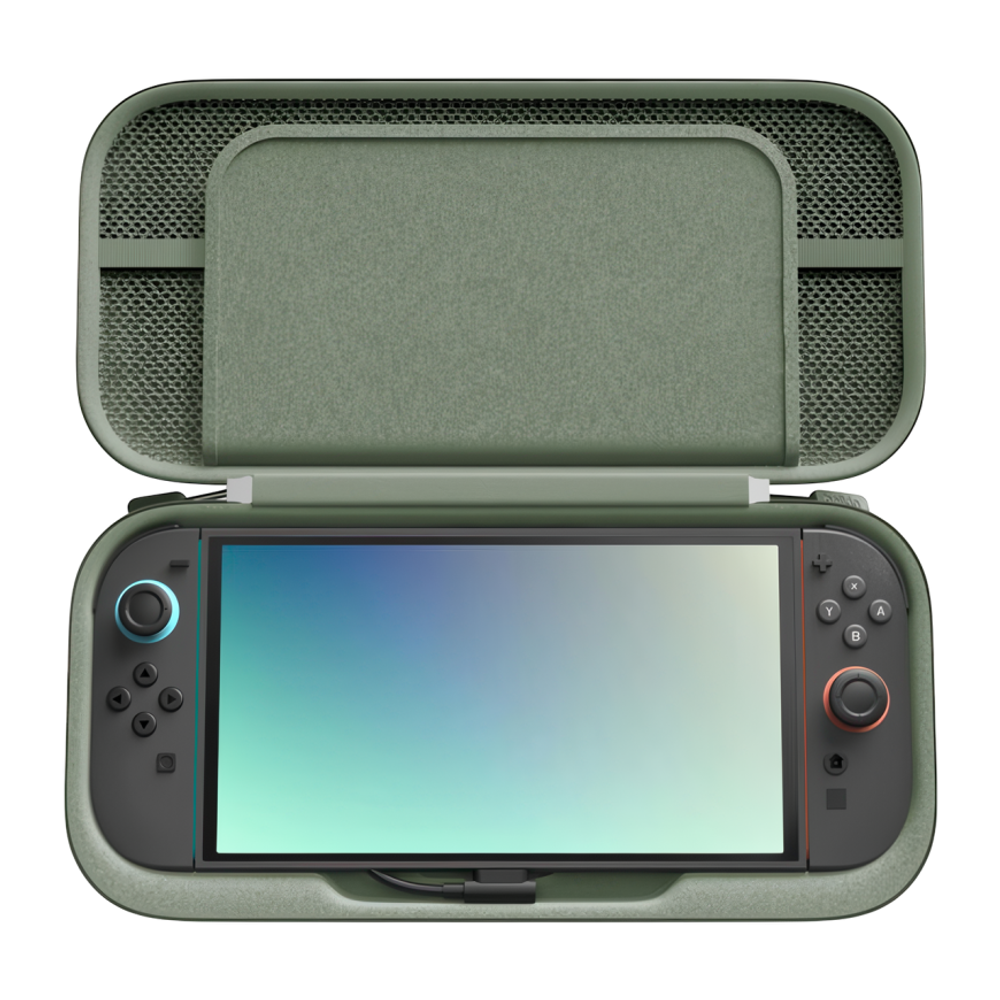 Тканевый чехол Belkin Gaming Charging Case для Nintendo Switch 2 Водостойкий гибридный чехол из полиэстера с ремешком-ручкой. Вмещает до двенадцати картриджей с играми. Есть кармашек для AirTag