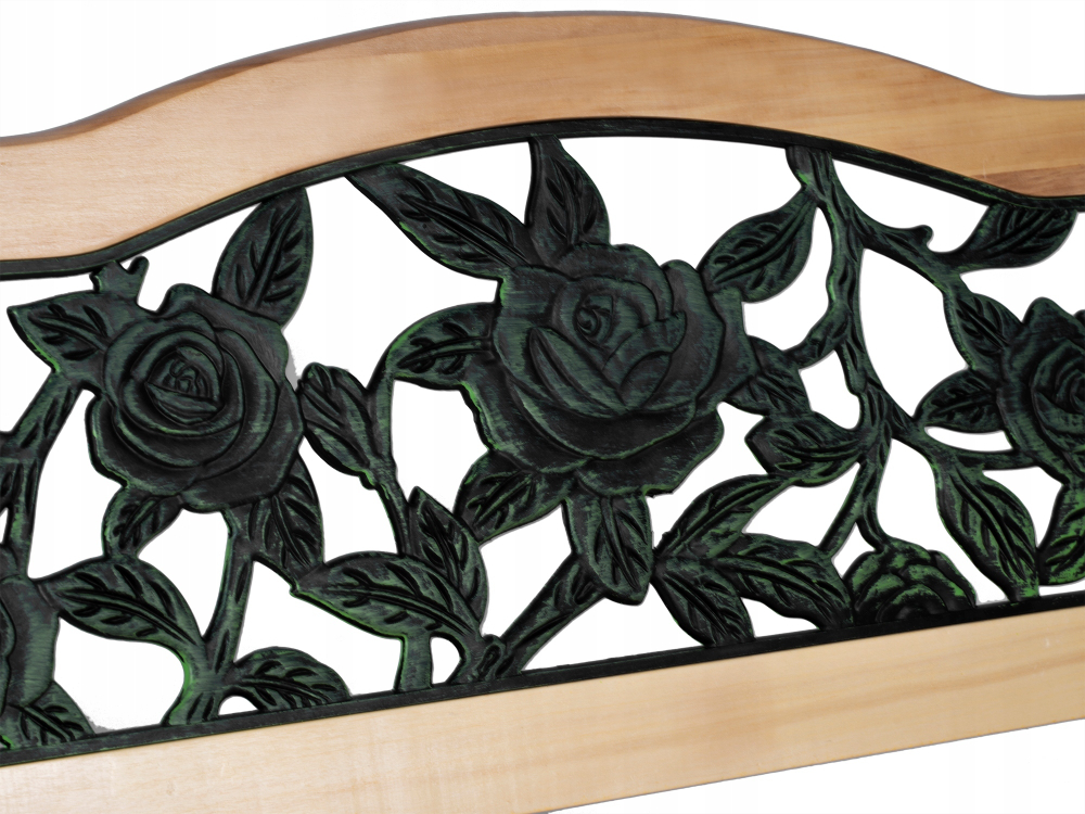 Уличная чугунная скамейка Садовая роза (Garden rose), чугун, лакированный тополь