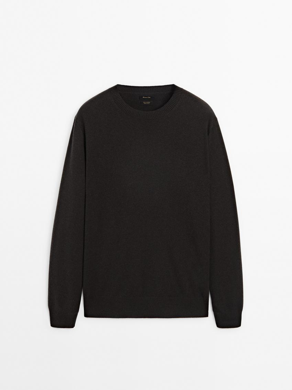 Massimo Dutti Джемпер из 100% кашемира с круглым вырезом, серый