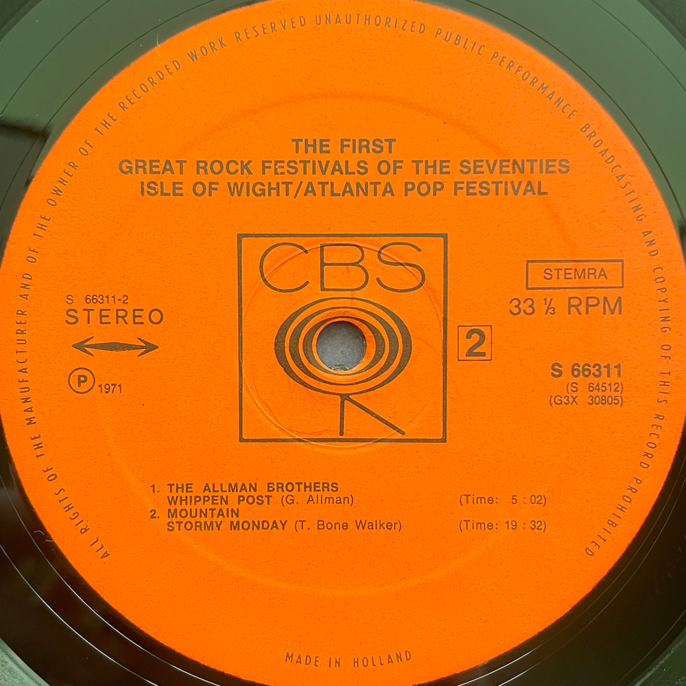 Сборник The First Great Rock Festivals Of The Seventies - Isle Of Wight / Atlanta Pop Festival 3LP (Голландия 1971г.)