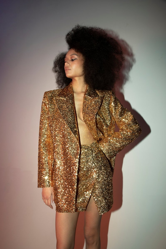 Жакет двубортный из пайеток