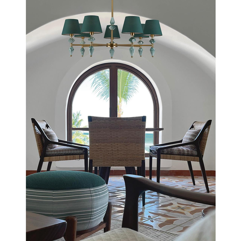 8275/5 CLASSI LN26 050 латунь/зеленый, металл/керамика/ткань Люстра Е14 5*40W 220V VERMONT