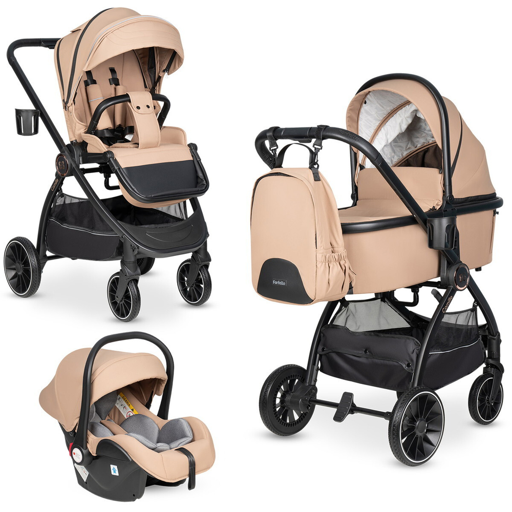 Детская коляска Farfello Camille 3 в 1 CML-2, бежевый