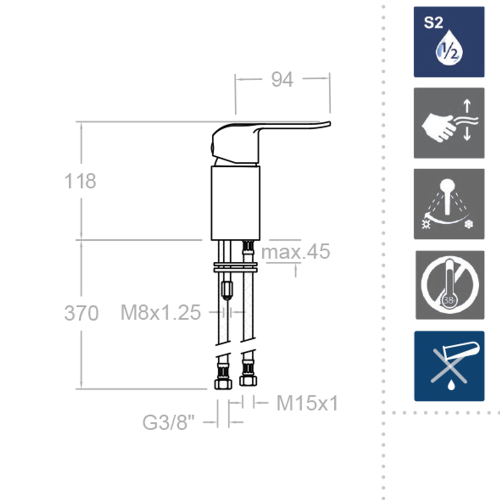 Смеситель для парикмахерской раковины YPSILON PLUS 642201S