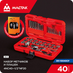 МАСТАК (351-10040CP) Набор метчиков и плашек SK-5 1/8"-1/2", кейс, 40 предметов, в комплекте набор пассатижей