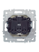 BRITE Розетка 1-местная с заземлением с защитными шторками и крышкой 16А IP20 РСбш10-3-БрА алюминий IEK