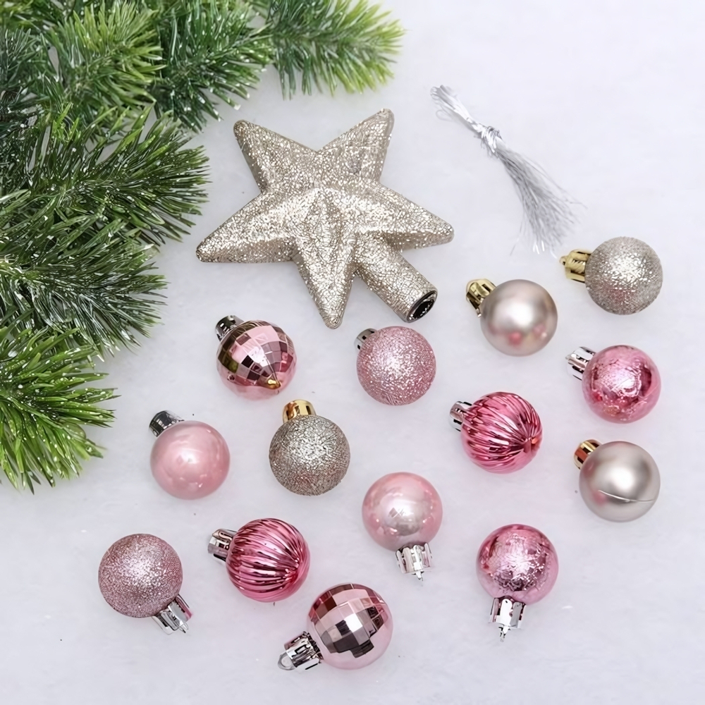 Набор ёлочных украшений "Brilliant pirouette" 30 предм. Розовое золото/Шампань