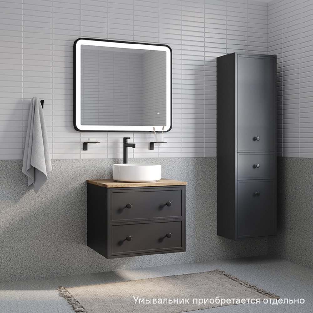 Тумба подвесная IDDIS Torr, со столешницей МДФ, дуб верона, 60 см, темно-серый, TOR60DVi95K