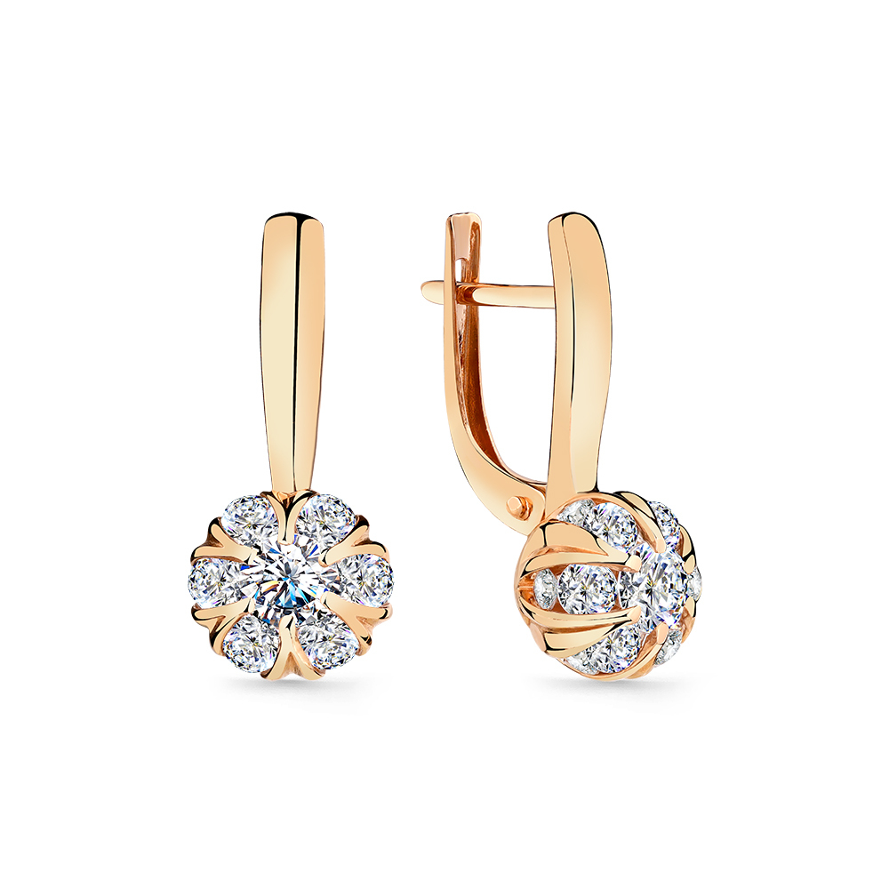 Серьги из золота 585 пробы с фианитами