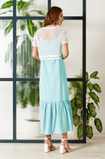 22683 Джемпер женский (белый отделка бирюза)