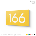 Номер на дверь 166, табличка на дверь для офиса, квартиры, кабинета, аудитории, склада, желтая 120х70 мм, Айдентика Технолоджи