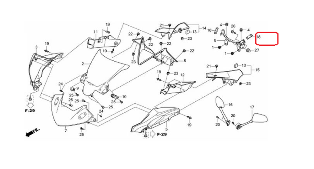88201-KPP-T00. RUBBER, BACK MIRROR.  Honda CBR125-150-250