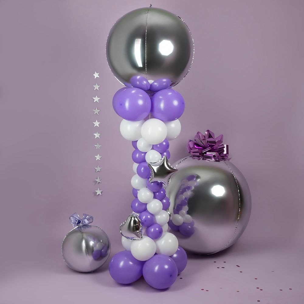 Шар 3D (18''/46 см) Сфера, Серебро, 1 шт.