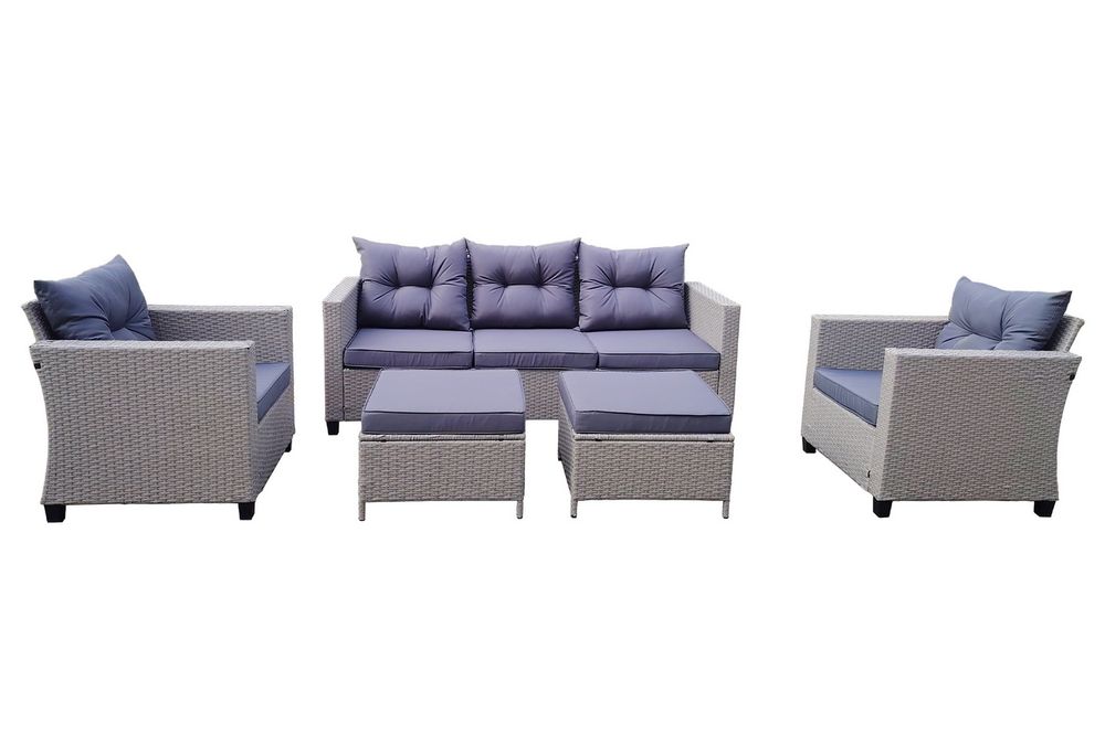 "Бостон" лаунж-зона из искусственного ротанга, цвет серый