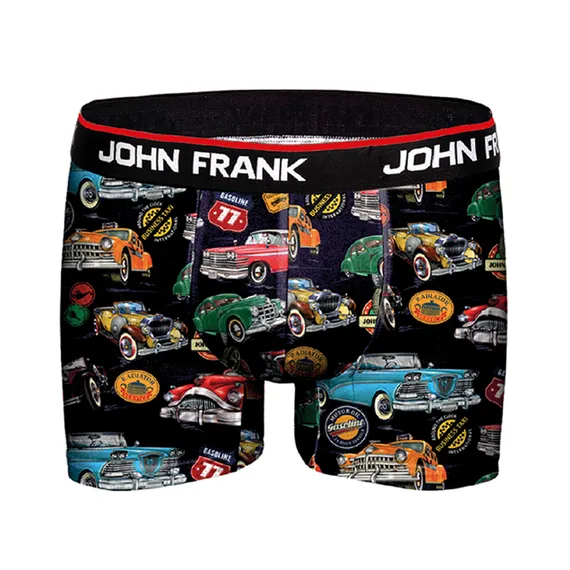 Мужские трусы боксеры черные с принтом JOHN FRANK JFBD211-RETROCAR