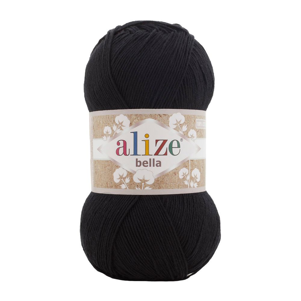 Пряжа Alize (Ализе) Bella 100 / уп.5 мот. по 100 г, 360м, 060 черный A
