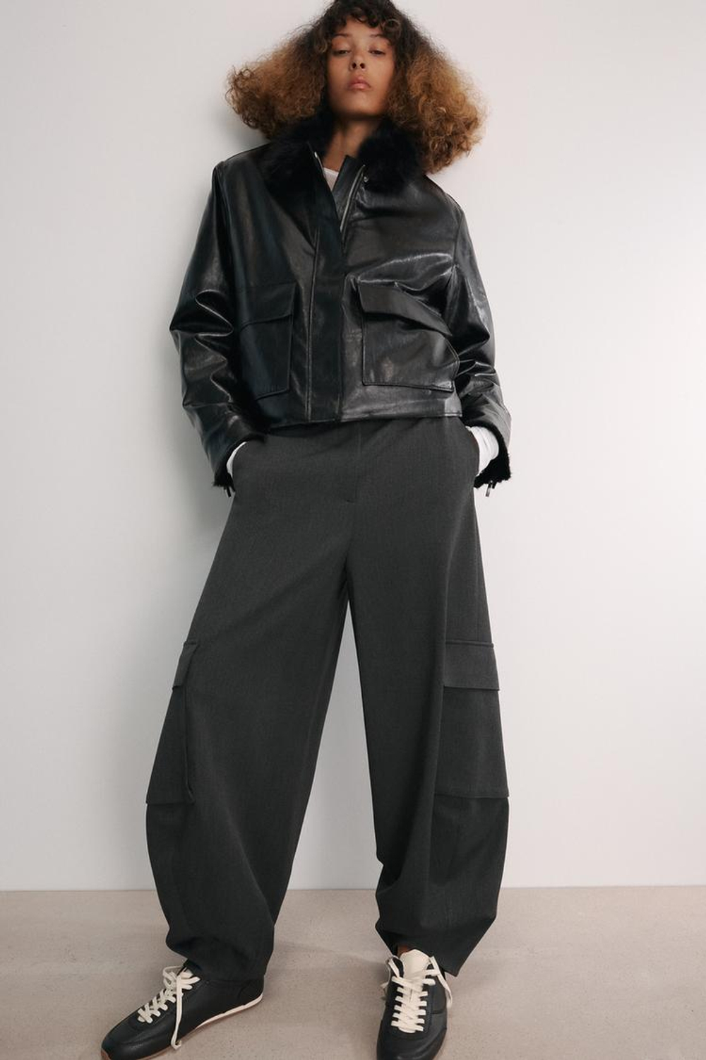 ZARA КУРТКА ИЗ ИСКУССТВЕННОЙ КОЖИ — ZW COLLECTION, ЧЕРНЫЙ