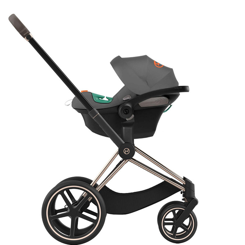 Коляска 3 в 1 Cybex Priam IV Rosegold complete и автокресло Aton S2 i-Size Lava Grey Peach Pink