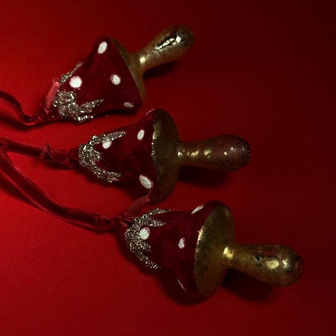 Набор украшений подвесных Гриб 3шт. (стекло), Н8х4х4см, красный