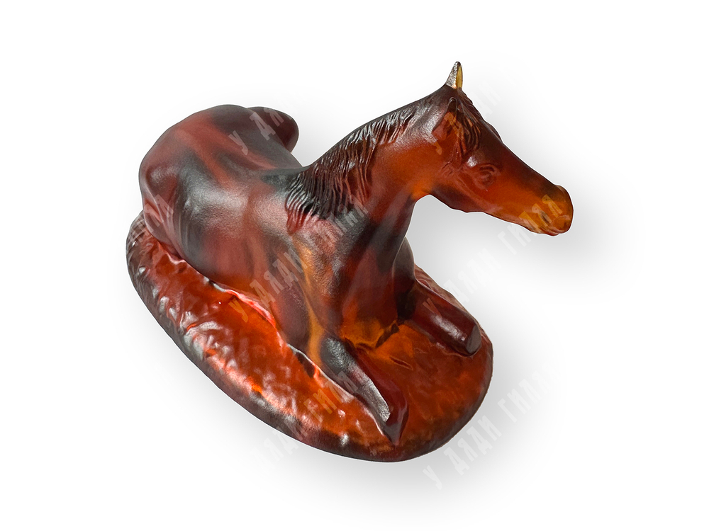 [Коллекционная скульптура в стиле ар-деко] «Лошадь». Hoffmann (Хоффман), Богемия. Сатинир. стекло.