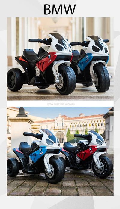 Детский электромотоцикл "BMW S1000RR", голубой