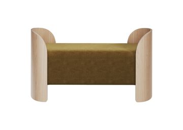 Банкетка Lagom 2 120 см (янтарный FiberGuard, натуральный дуб)