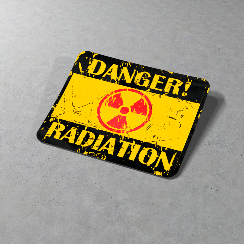 Стикерпак Radiation Shelter. Гранжевые наклейки со знаками Опасность, Радиация, Бомбоубежище, Fallout и эффектом царапин.