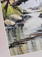 Картина авторская акварельная в паспарту 30х40 см на стену для интерьера "Переправа"