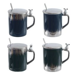 GAEM Кружка с крышкой и ложкой, 330 мл, L12 W8 H12,5 см, 4в.