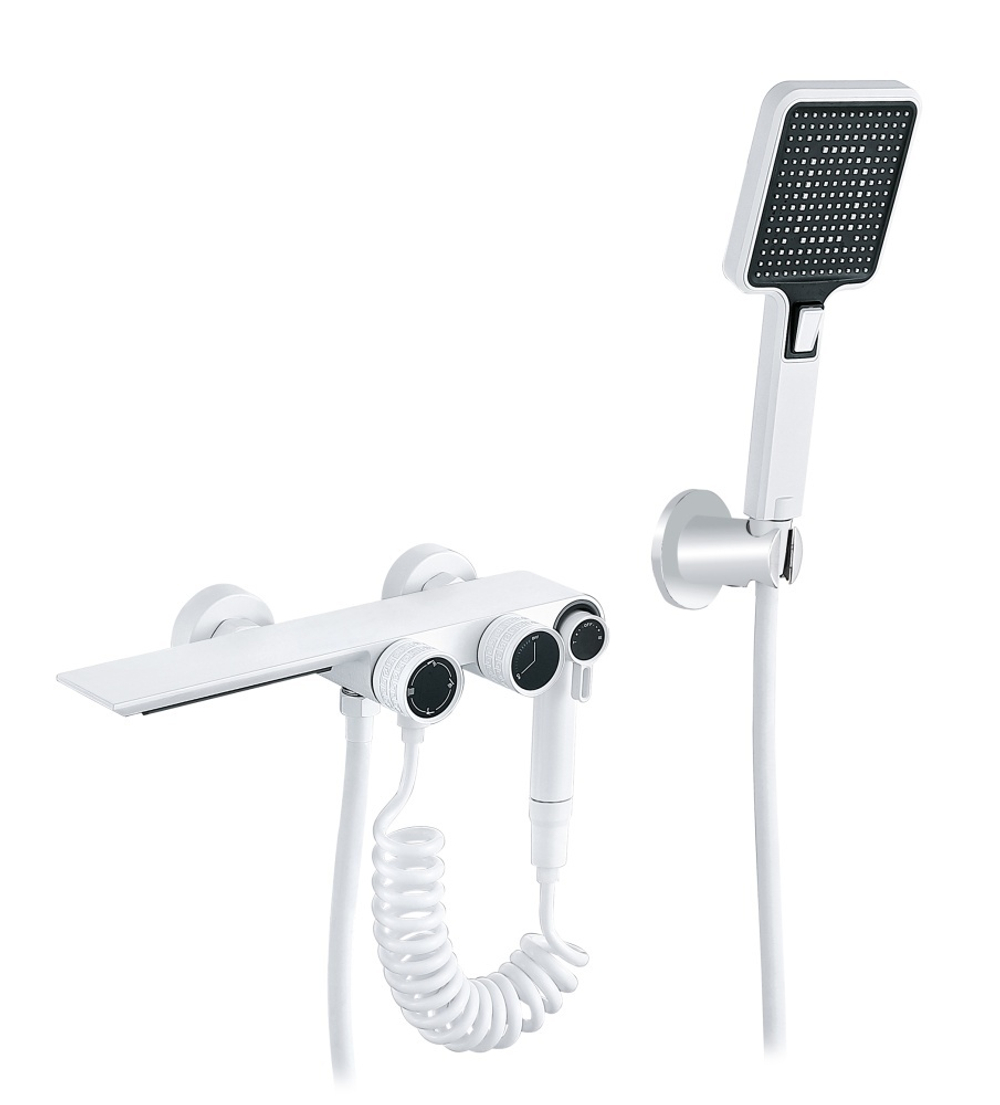 Смеситель для ванны V323531-F однорычажный, водопад, белый