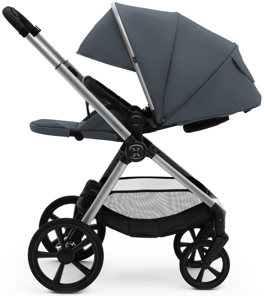 Коляска Agex Life 3 в 1 хромированная рама с автокреслом i-Safe S Grey ALG590 Chrome Grey (Серый)