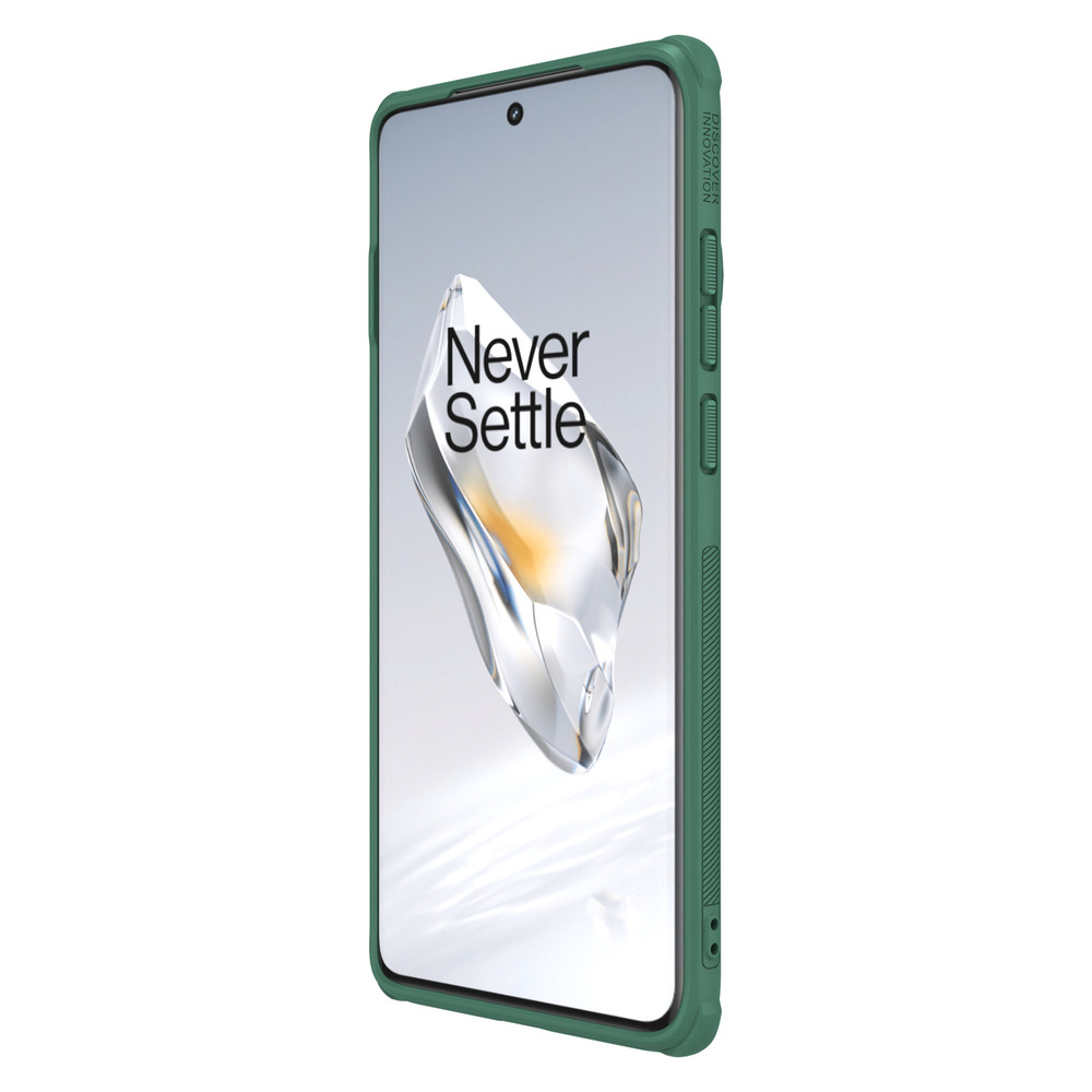 Чехол зеленого цвета (Deep Green) от Nillkin c поддержкой беспроводной зарядки MagSafe для OnePlus 12, серия Super Frosted Shield Pro Magnetic