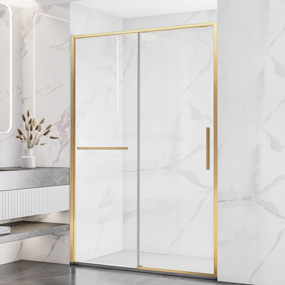 Душевая дверь Слим Софт (Slim Soft) VDS-1SS150CLG, 1500, брашированное золото, стекло прозрачное