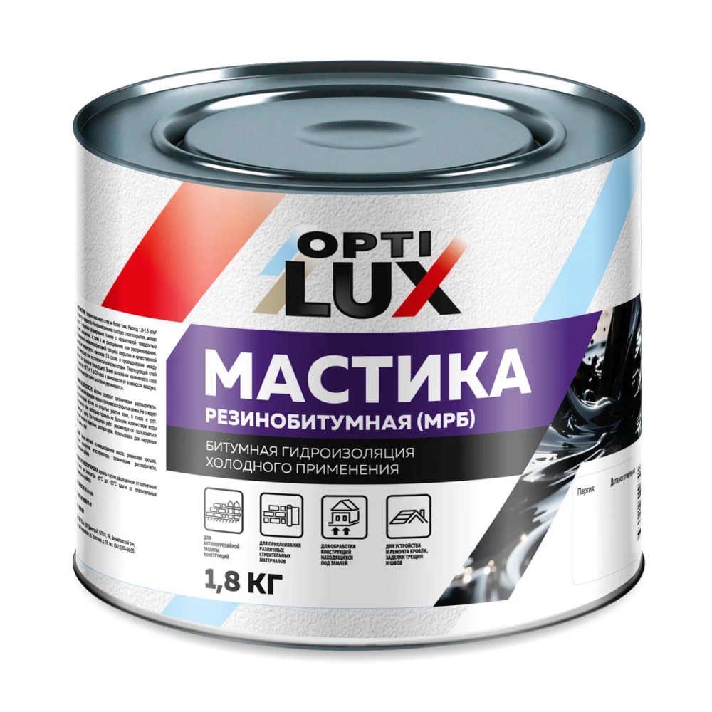 OPTILUX Мастика резинобитумная МРБ 1,8кг (ИжСинтез)