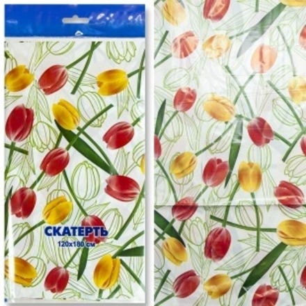 Скатерть одноразовая, Солнечные тюльпаны, 120*180 см, 1 шт.