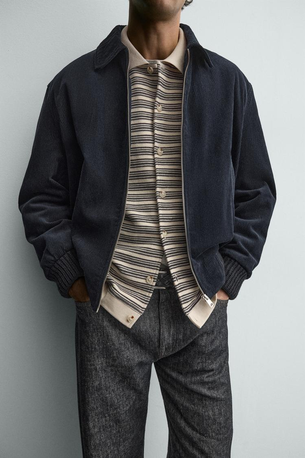 ZARA СТЕГАНАЯ ВЕЛЬВЕТОВАЯ КУРТКА, МОРСКОЙ ТЕМНО-СИНИЙ