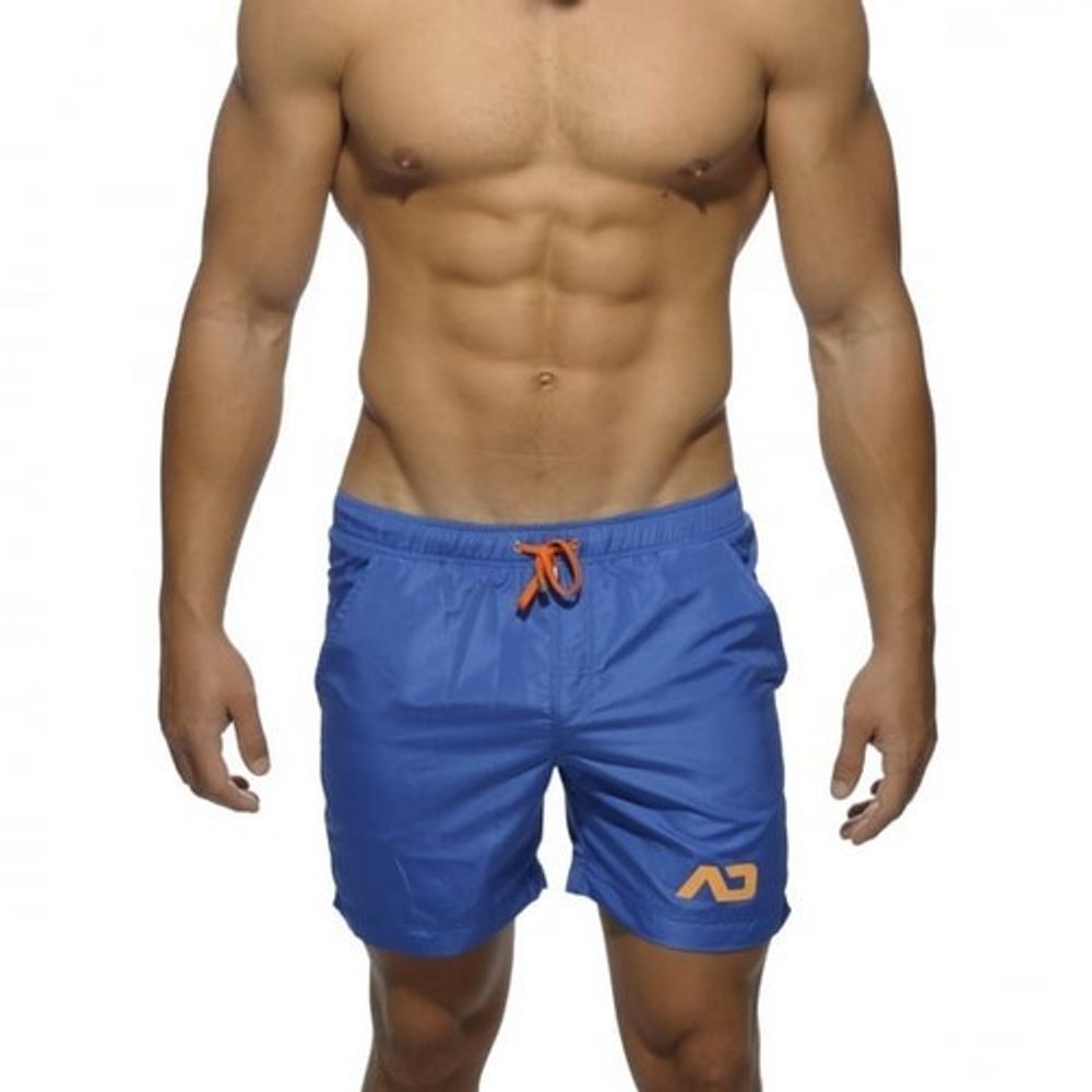 Мужские шорты удлиненные голубые с оранжевыми завязками Addicted Sport Shorts Blue