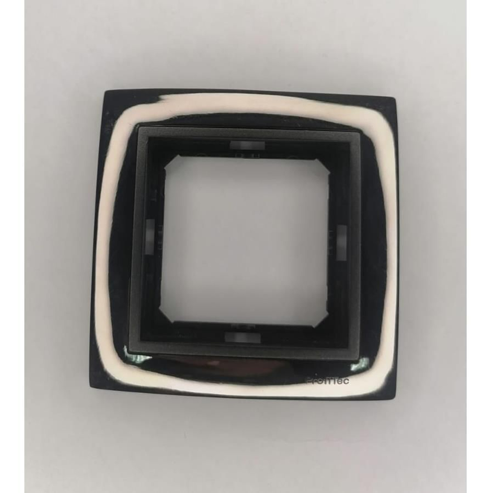 Рамка 1-я ProfiTec Tesla темная сталь метал + вставка черный графит