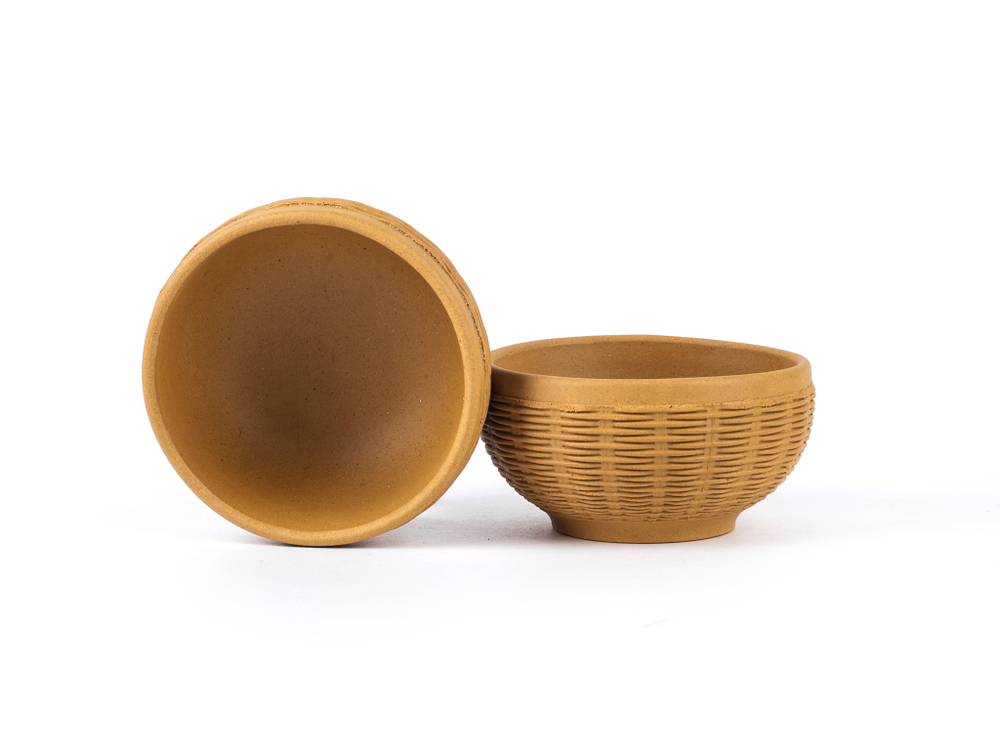 316023  Пиала ИСИН "Плетеная" 80мл, керамика желтая, d=7см, р=3,5см