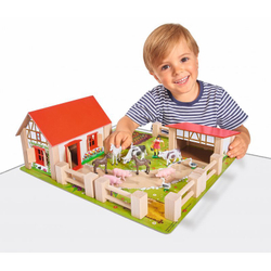 Игровой набор Eichhorn -  Деревянная Ферма + 23 фигурки 4304 / артикул   4304  / GTIN 4003046043044