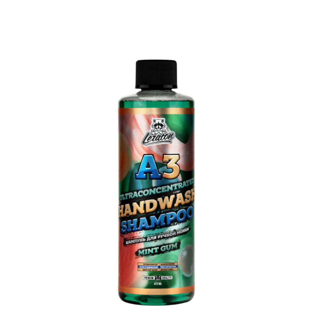 Суперконцентрированный шампунь для ручной мойки LERATON A3 HANDWASH SHAMPOO MINT GUM 473мл