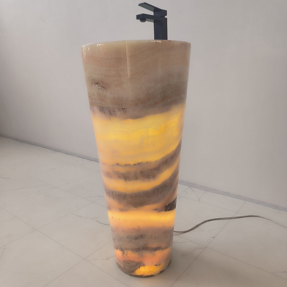 Раковина напольная из оникса Yellow ON-04198 (40*40*90 см)