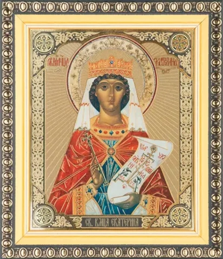 Икона "Екатерина Александрийская" 10х12 в раме 13х15