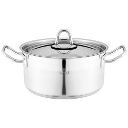 КАСТРЮЛЯ AGNESS 20X10 СМ 2,8 Л ВЫСОКОКАЧЕСТВЕННАЯ НЕРЖ СТАЛЬ 18/10 С КРЫШКОЙ НЖС