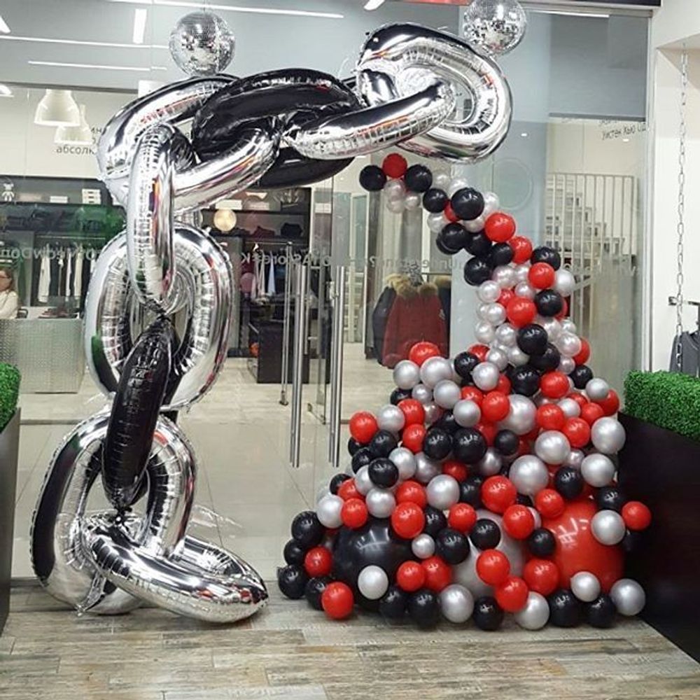 Шар (40''/102 см) Цифра, 0, Серебро, 1 шт. в уп.