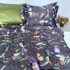 Мако-сатин s60 "Райские птицы" на темном | ш.250 см | 120 г/м² | хлопок-100%