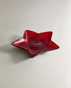ZARA HOME НОВОГОДНЯЯ СТЕКЛЯННАЯ МИСКА «ЗВЕЗДА», КРАСНЫЙ